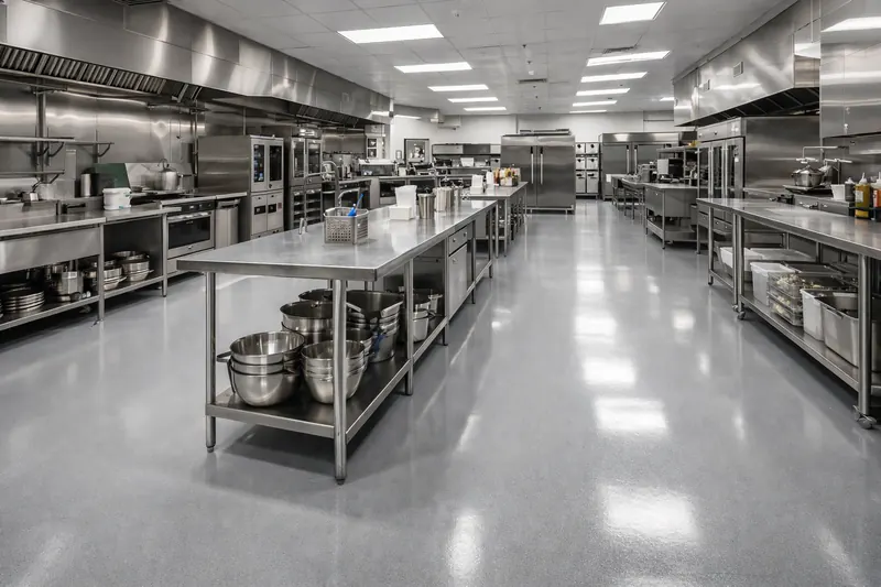 Commercial kitchen seamless epoxy floor Sarasota County