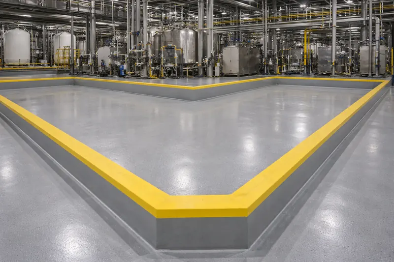 Secondary containment area with chemical-resistant floor coating Sarasota County