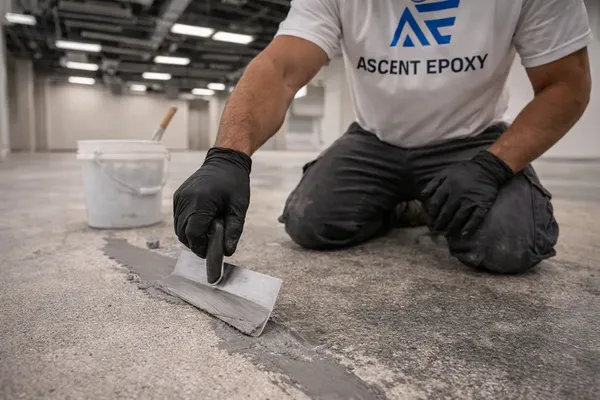 Surface preparation on commercial concrete floor in Sarasota County