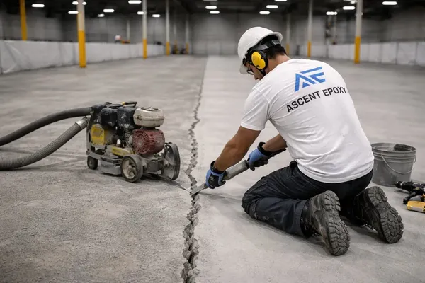 Industrial floor crack repair and substrate preparation Sarasota County