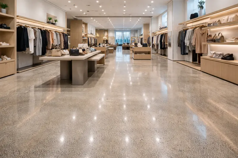 Polished concrete retail showroom floor Sarasota County