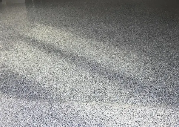 Blue-gray epoxy flake finish garage floor Sarasota County