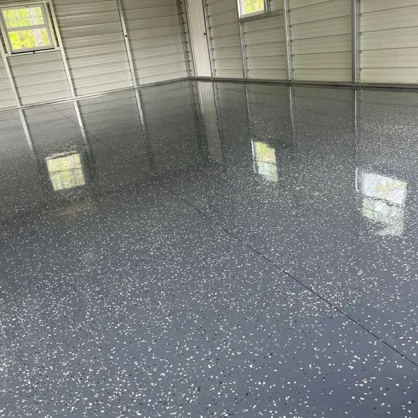 Residential charcoal flake epoxy coating Sarasota County