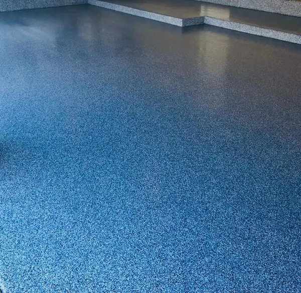 Blue flake epoxy garage floor, Sarasota County